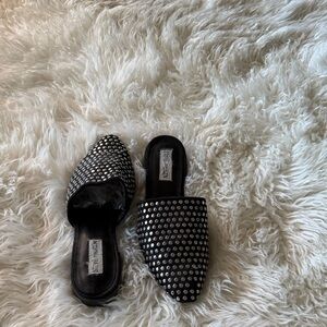 Steve Madden Black Studded Slip-On Mules